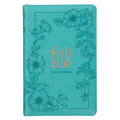 KJV Teal Floral Faux Leather Flexcover Deluxe Gift Bible With Zip