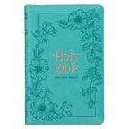 KJV Teal Floral Faux Leather Flexcover Deluxe Gift Bible With Zip