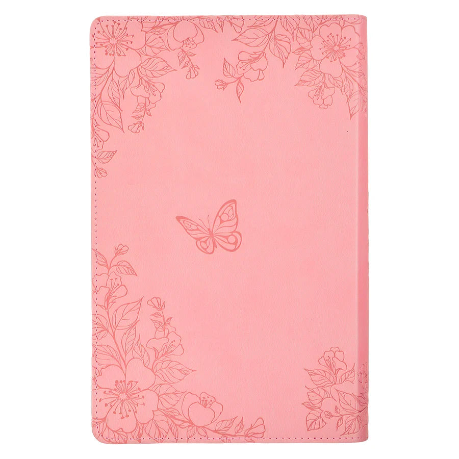 KJV Pink Floral Faux Leather Flexcover Deluxe Gift Bible With Zip