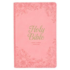 KJV Pink Floral Faux Leather Flexcover Deluxe Gift Bible With Zip
