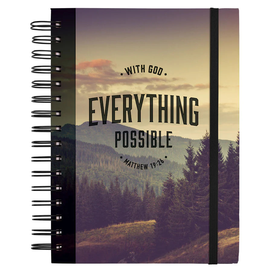 With God Everything is Possible - Hardcover Wirebound Journal with Elastic Closure