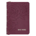 KJV Holy Bible, Compact Vegan Leather Red Letter Edition - Ribbon Marker, King James Version, Burgundy Maroon, Zipper Closure (KJV Compact Editions) cover image