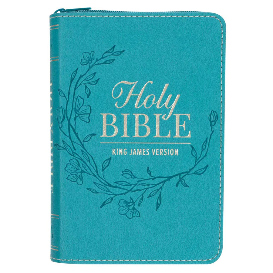 KJV Teal Faux Leather Mini Pocket Bible with Zip