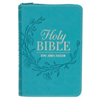 KJV Teal Faux Leather Mini Pocket Bible with Zip