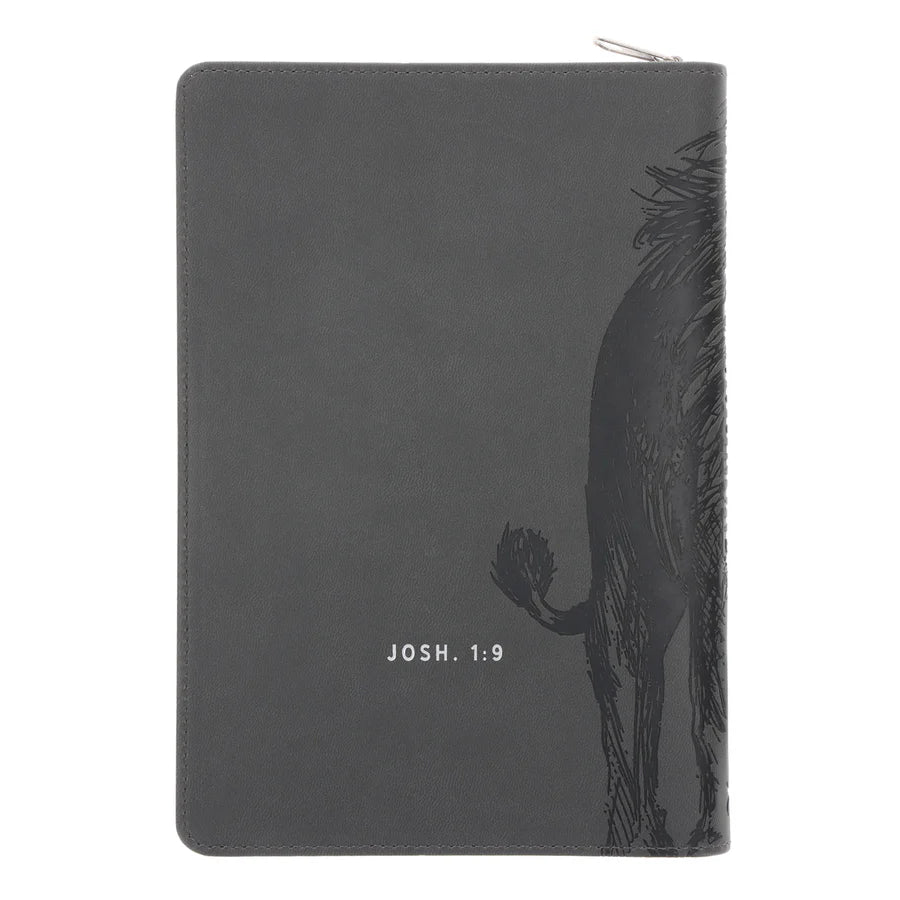 Be Strong and Courageous - Faux Leather Journal with Zipped Closure