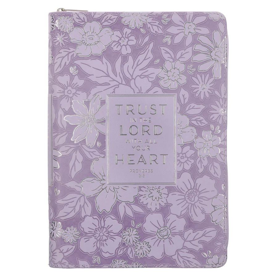 Trust in the Lord with All Your Heart - Faux Leather Journal with Zipped Closure