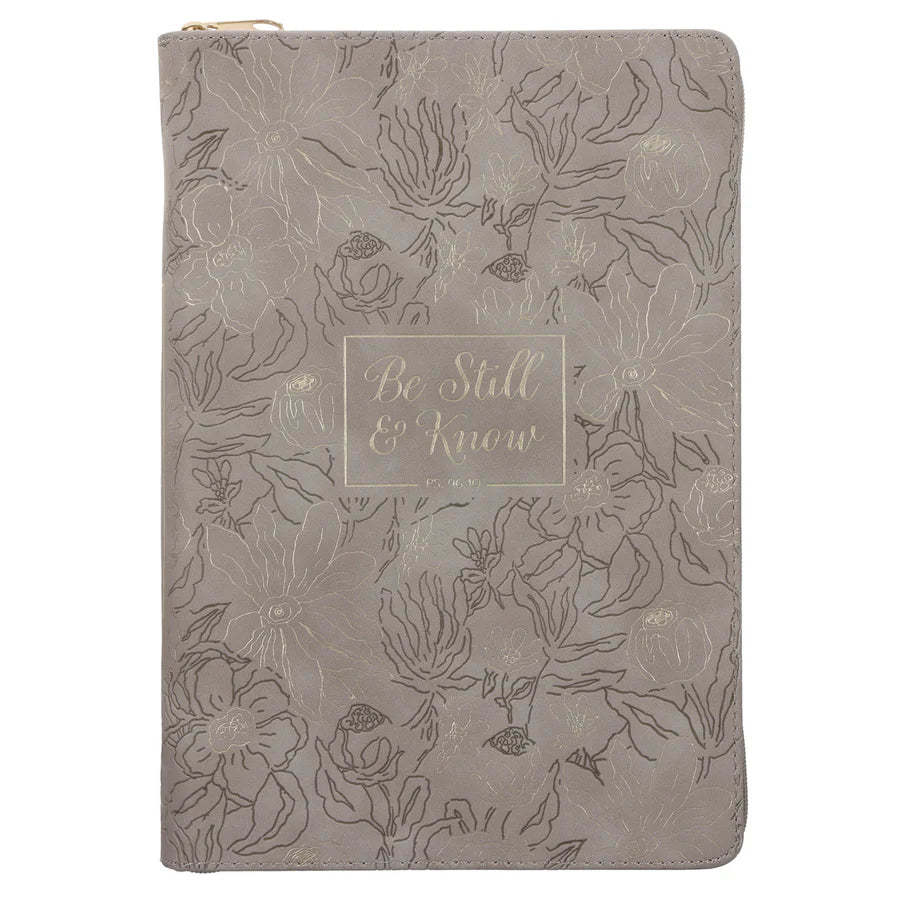Be Still and Know - Faux Leather Journal with Zipped Closure