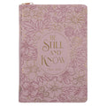 Be Still and Know - Faux Leather Journal with Zipped Closure