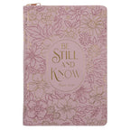 Be Still and Know - Faux Leather Journal with Zipped Closure