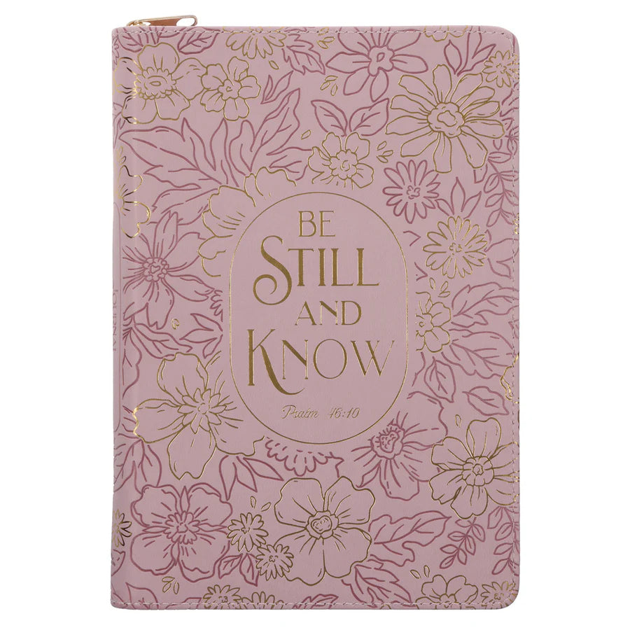Be Still and Know - Faux Leather Journal with Zipped Closure