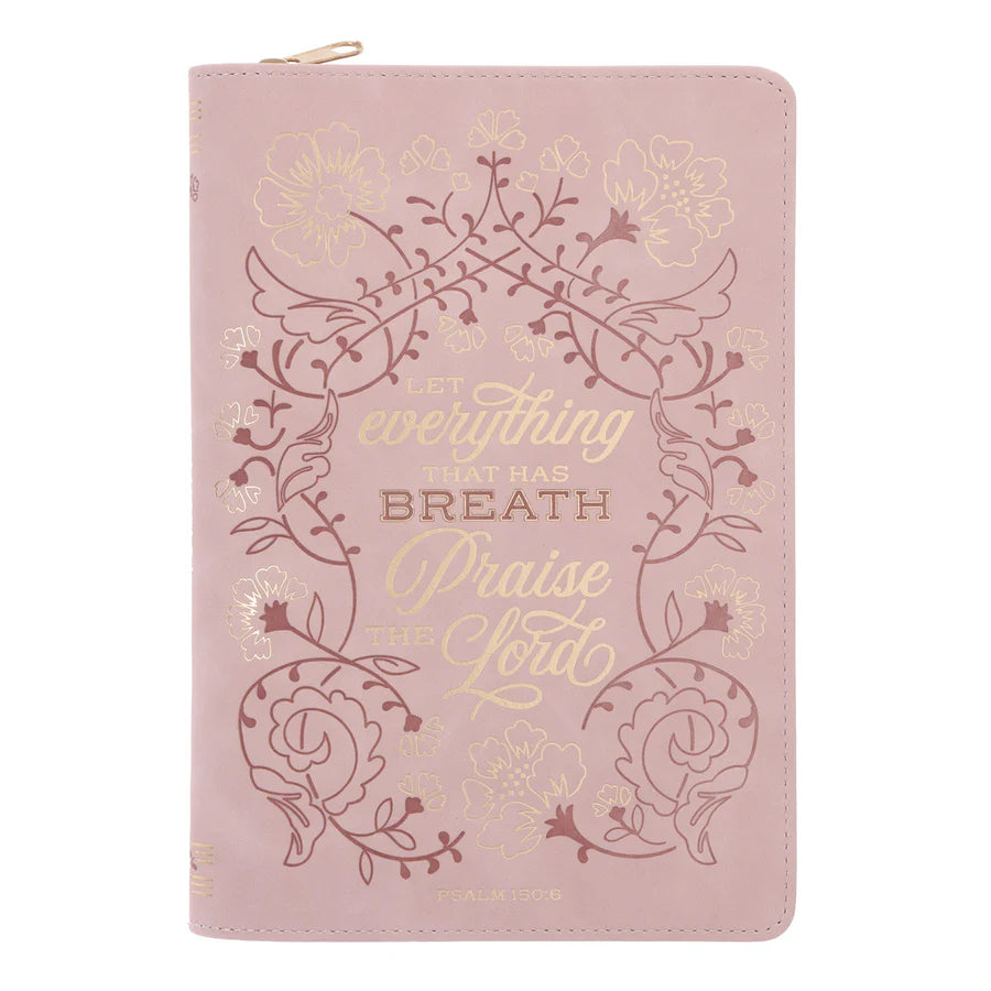 Let Everything That Has Breath Praise the Lord - Faux Leather Journal with Zipped Closure