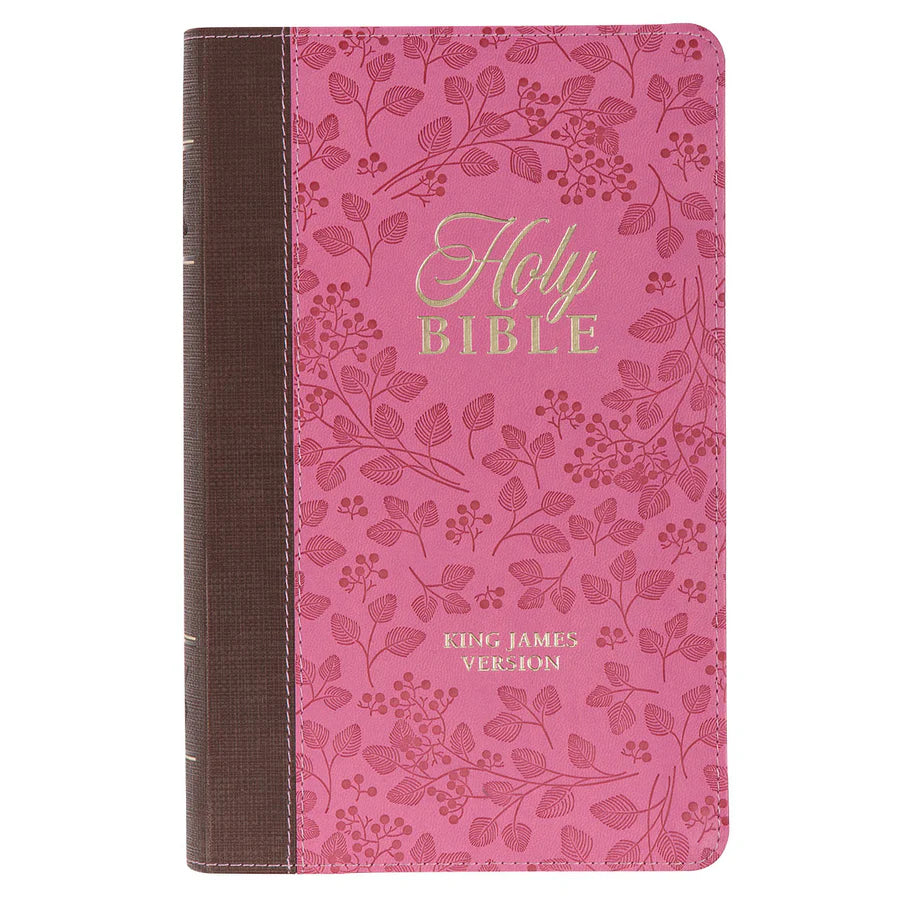 KJV Saddle Tan And Pink Faux Leather Giant Print Bible