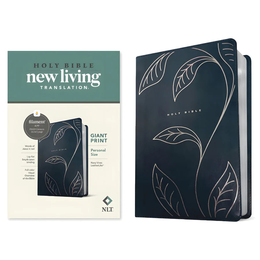 NLT Navy Vines Imitation Leather Filament Personal Size Bible