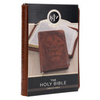 KJV Brown Lion Faux Leather Compact Bible with Zip
