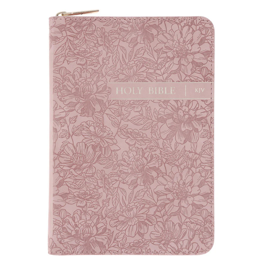 KJV Dusty Pink Faux Leather Compact Bible with Zip
