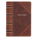 KJV Two-Tone Brown Faux Leather Compact Large Print Bible