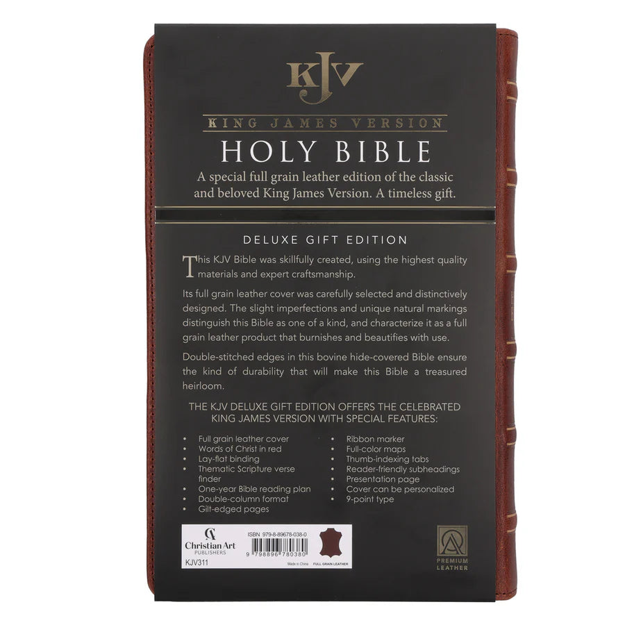KJV Brown Genuine Leather Flexcover Deluxe Gift Bible Indexe